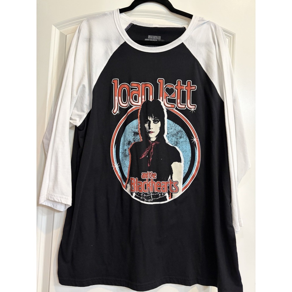 Joan Jett 2015 Concert Merch Black And White Raglan Tshirt